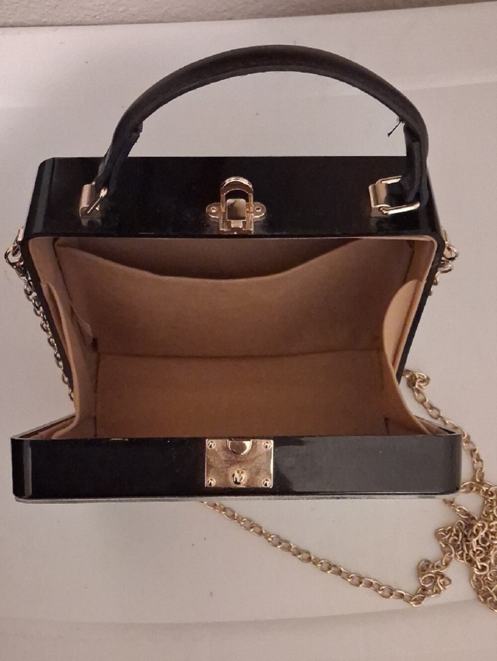 Statement Graphic Box Bag in Black & White with Red Accent - Picture 2 of 5
